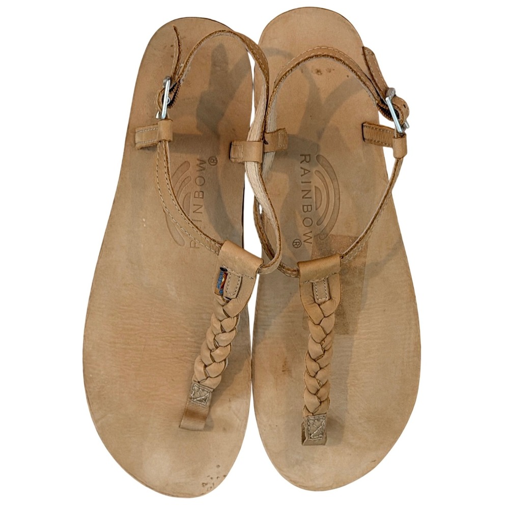 Rainbow Sandals T-Street Braided Leather Sandals Womens 10 Brown Ankle Strap